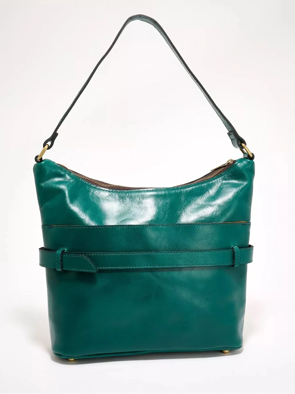 Patricia Nash Elini Leather Hobo Shoulder Bag Green Belted MSRP $269